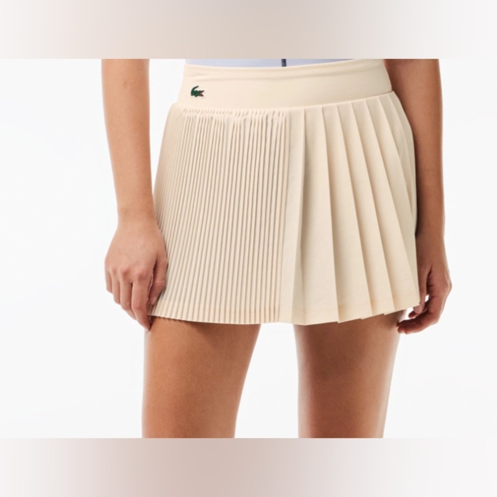Lacoste Women's Cream Pleated Tennis Skirt